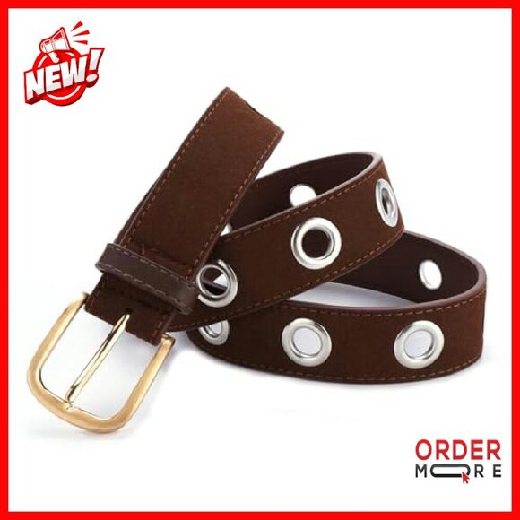 Punk Style Leather Belt Silver Grommets Retro Woven Design Women\'s Accessory main image 4